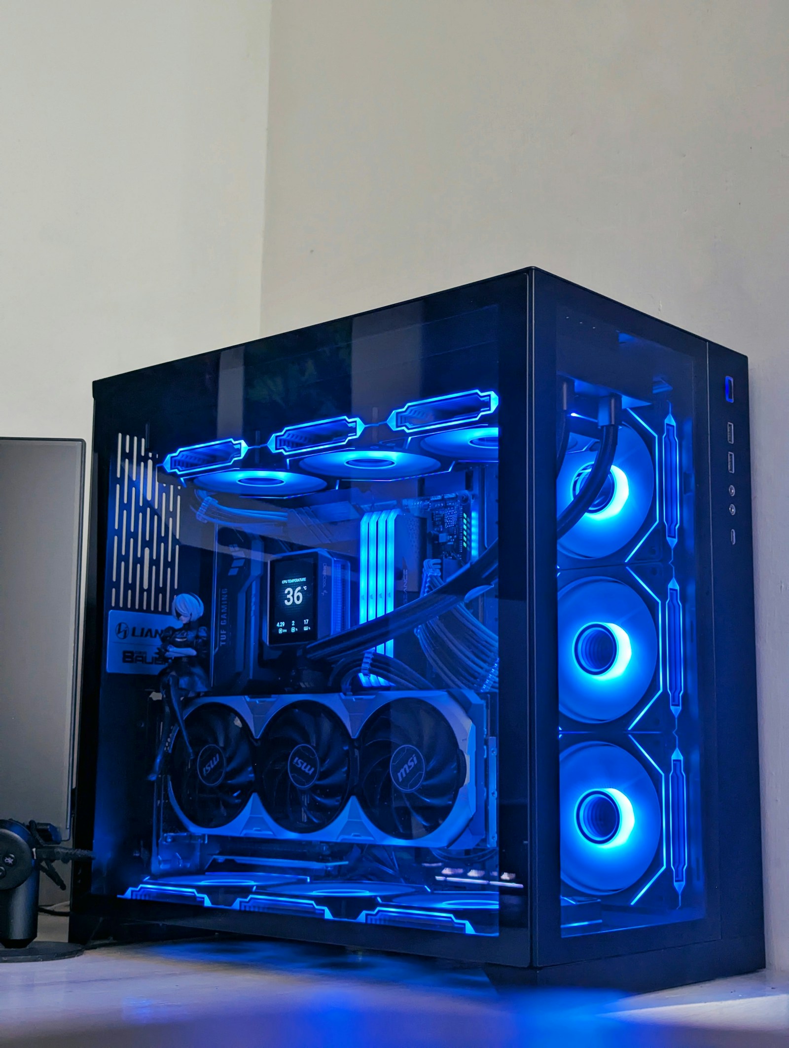 Desktop computer with internal components visible